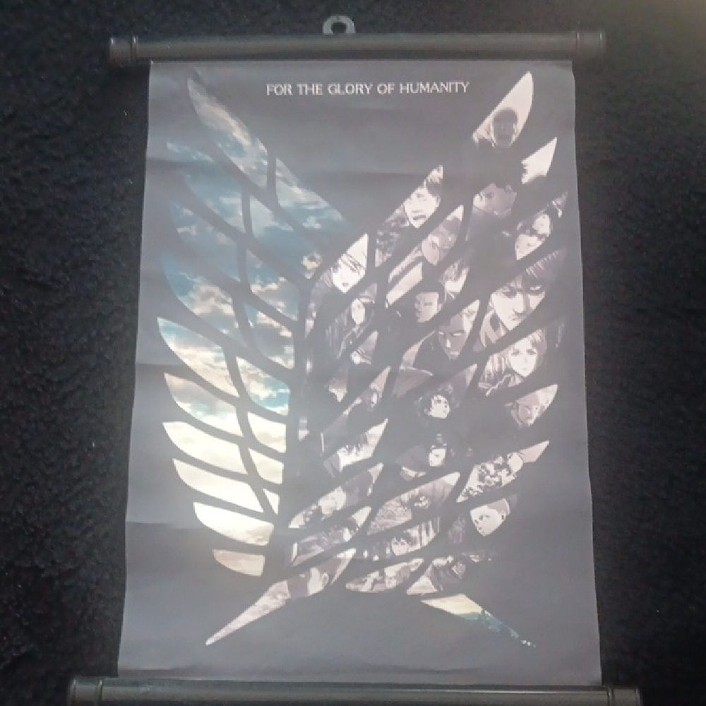 Anime Wing Poster - Black with Blue & White Accents